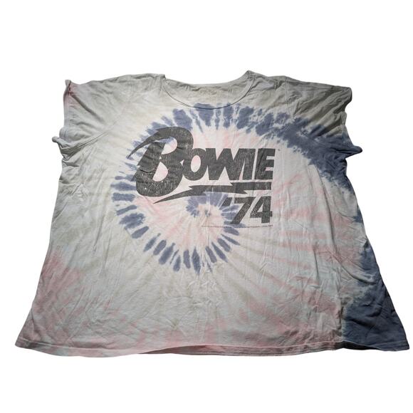 David Bowie “Bowie ‘74” Over Sized Tee Multicolor Tie Dye Ladies 2021 Size 4 - Picture 1 of 4